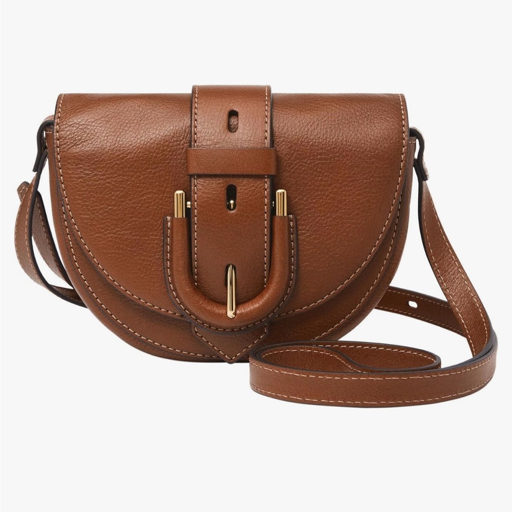 Fossil Brown Leather Saddle Bag